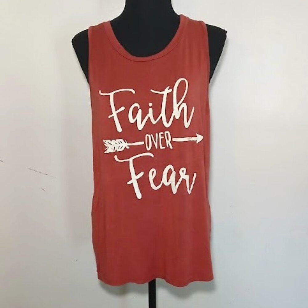 FRENCH PASTRY FAITH OVER FEAR | WOMEN'S MUSCLE TANK TOP SIZE XL
